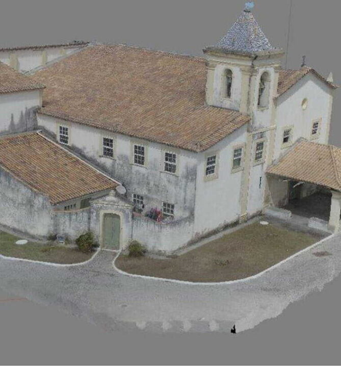 Modelagem 3D Salvador de uma igreja histórica, criada com drones e fotogrametria para projeto de restauro. 