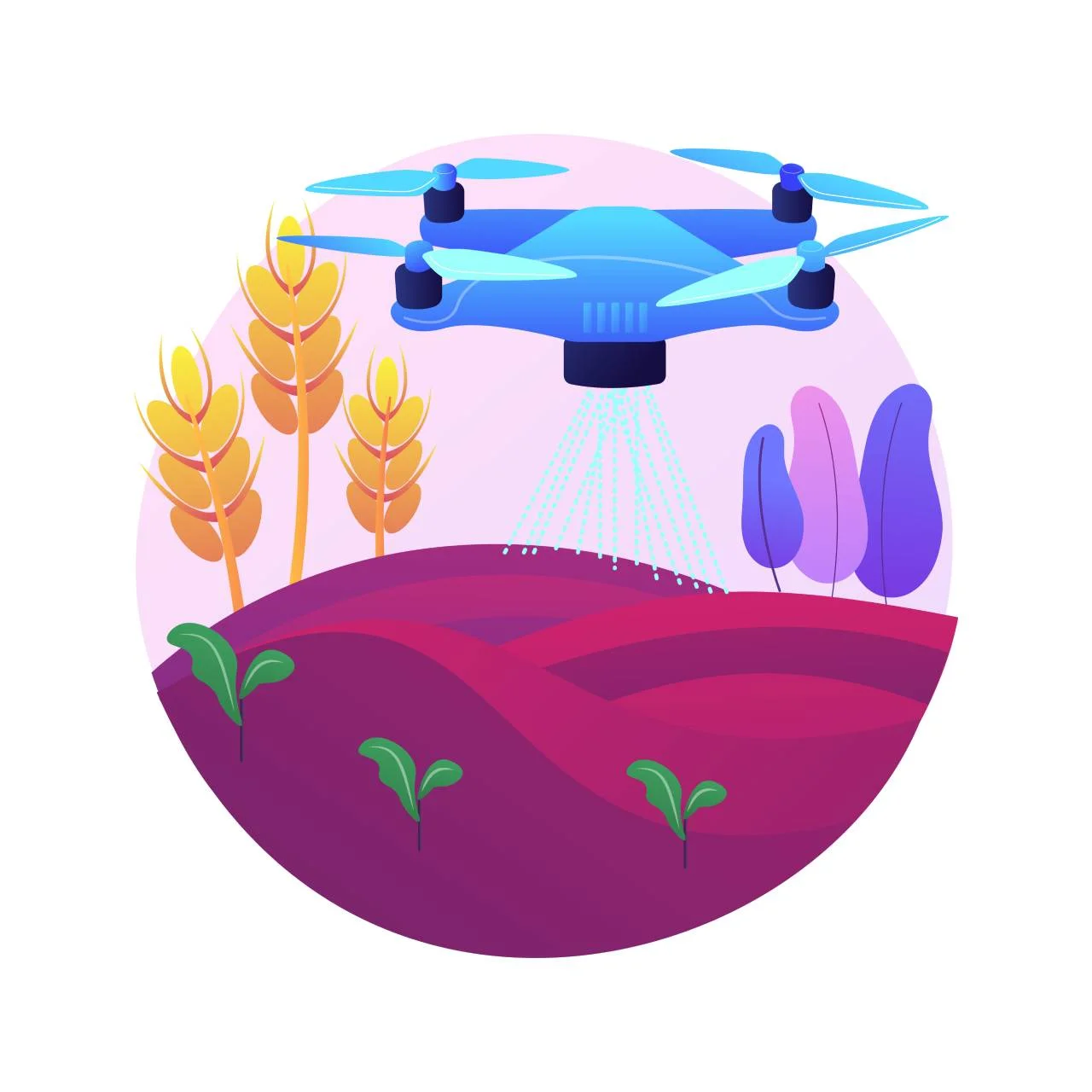 Drone pulverizando campo